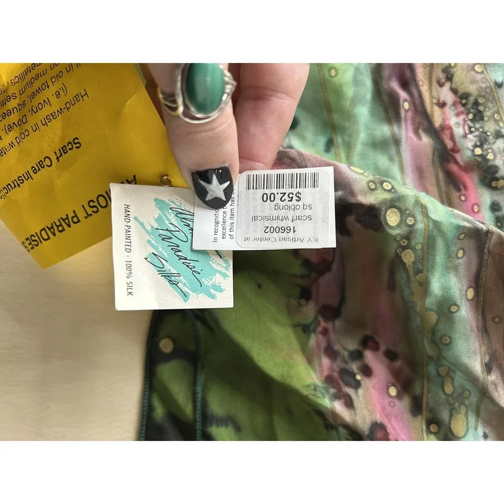 Almost Paradise Silks Scarf Womens One Size Multicolor Hand Painted Silk‎ Batik